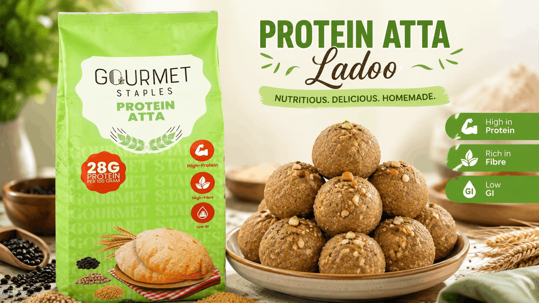 Protein atta ladoo recipe with jaggery and almonds