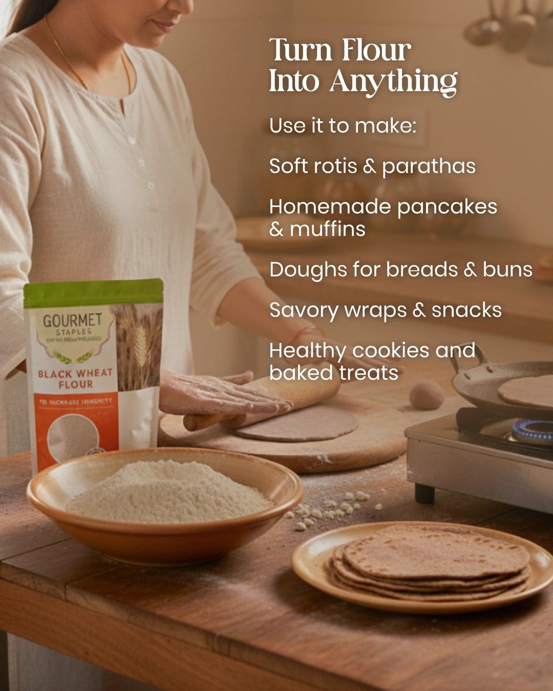 Black Wheat Flour for Balanced Sugar Levels and Better Digestion - Pack of 2