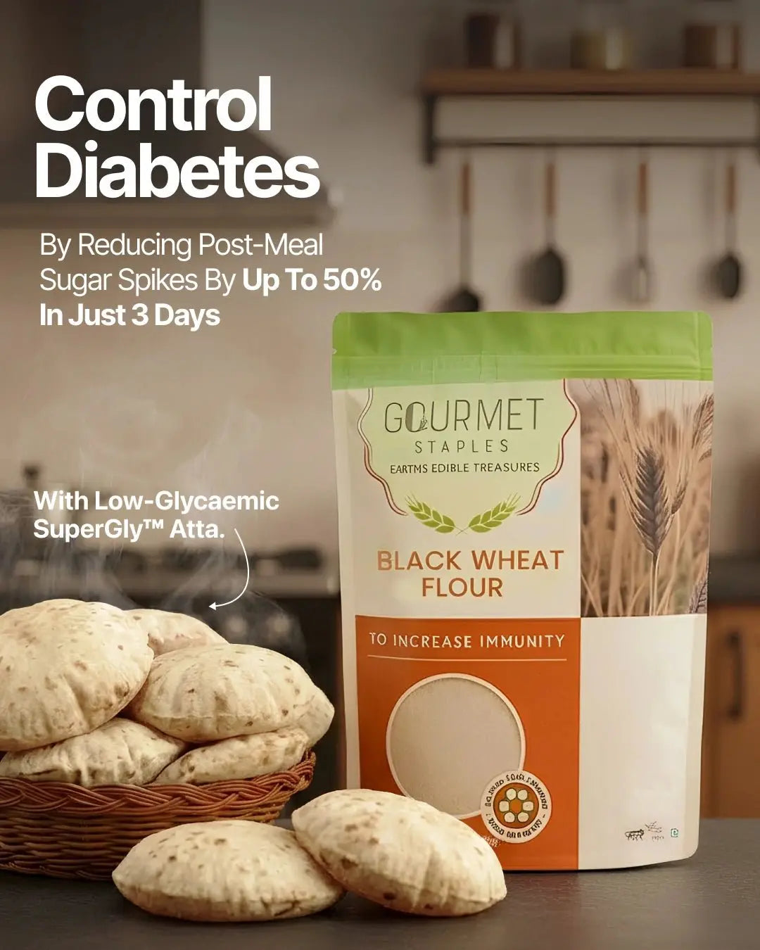 Black Wheat Flour - Low GI Atta for Diabetics | Buy Online India | Gourmet Staples