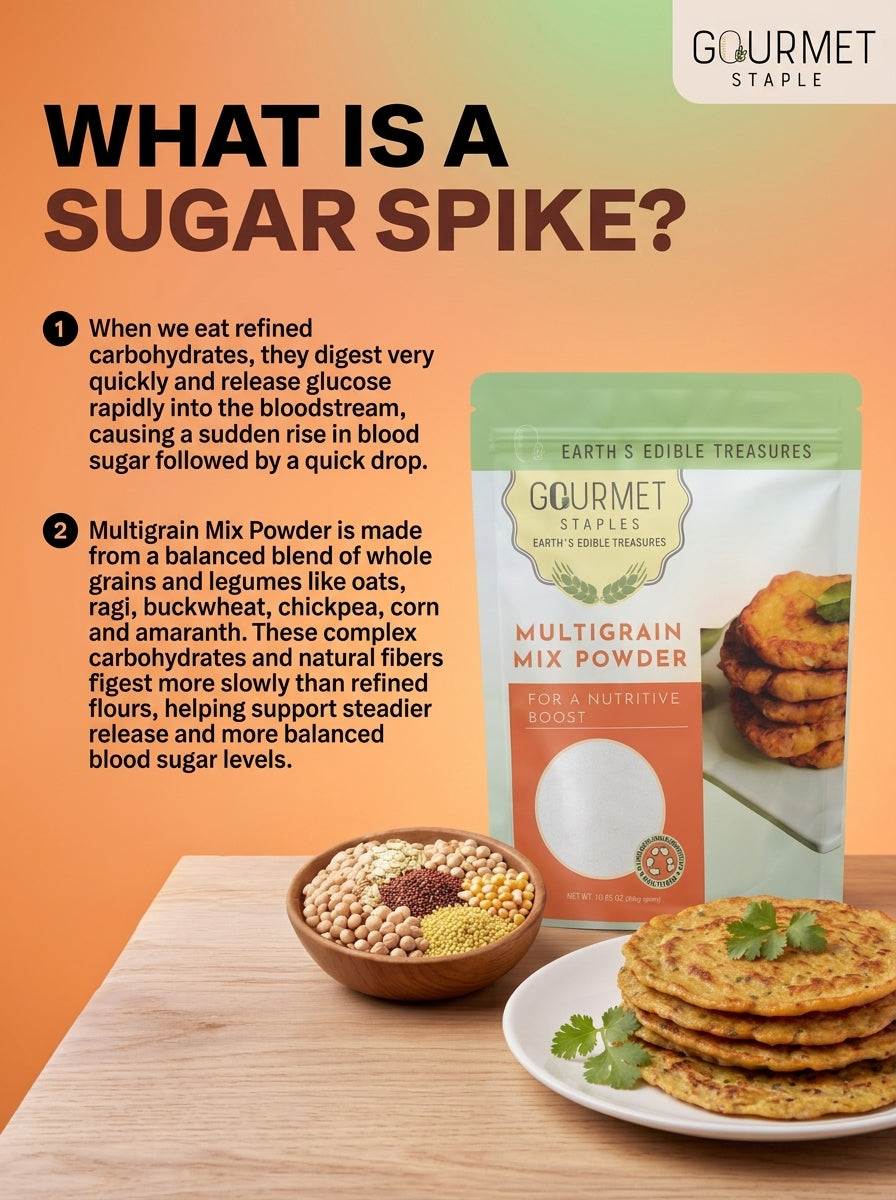 Multigrain mix powder helps control blood sugar levels and prevent sugar spikes with high fiber whole grains